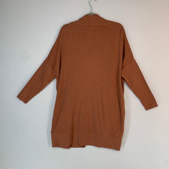 Pact Airplane Cardigan Rust Organic Cotton Open Front Cozy Oversized XS/S - Picture 10 of 12
